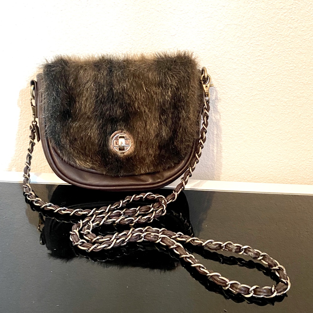 Brown Faux Fur Crossbody Bag